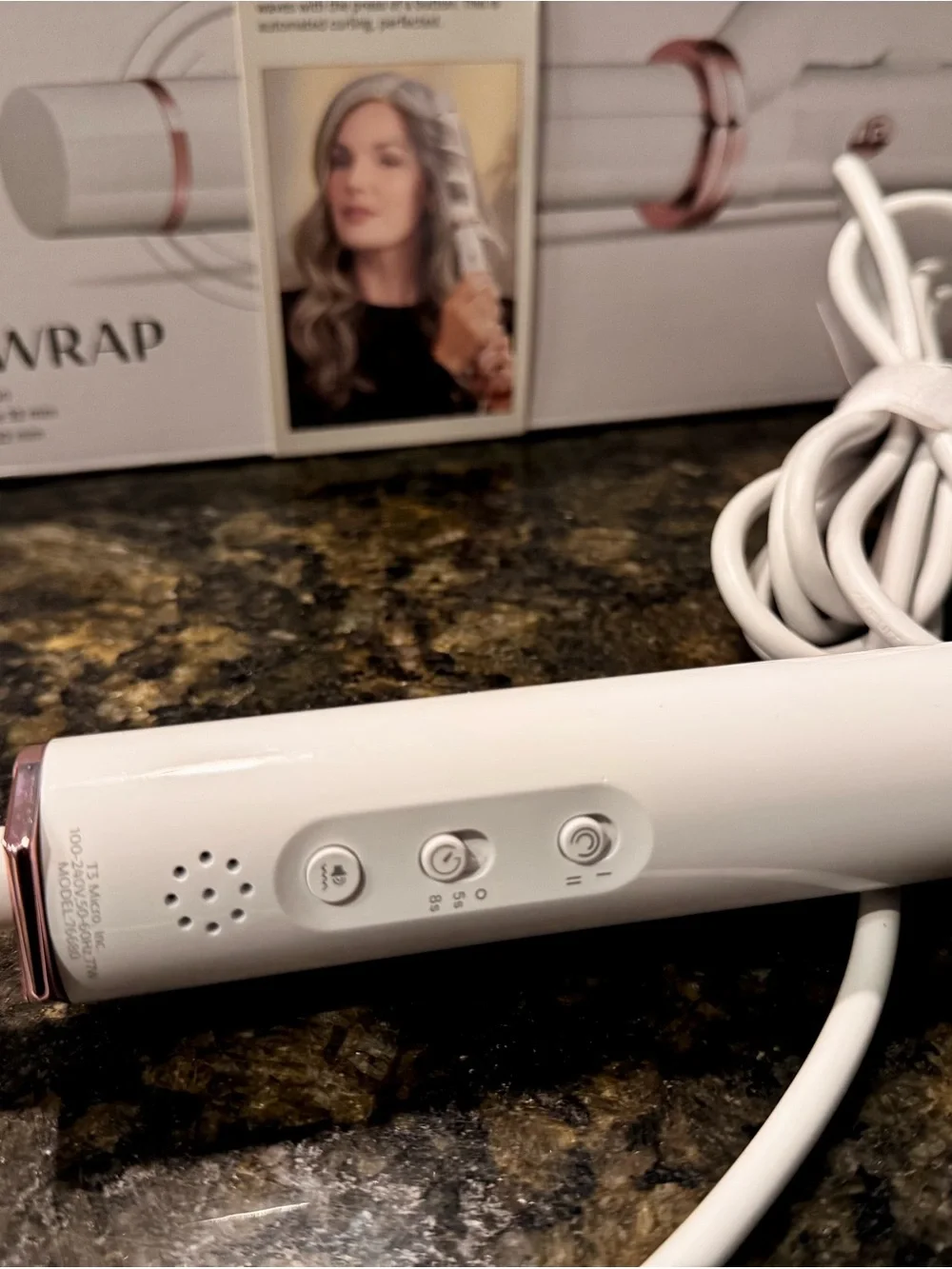 T3 CurlWrap Automatic Curling Wand - White with Rose Gold Trim
